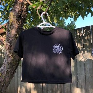 “ANYWHERE BUT HERE” GRAPHIC CROP-TOP